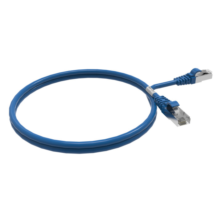 CORDON RJ45 CAT6 FUTP 100OHMS LSOH SURMOULE BLEU LG 1M*