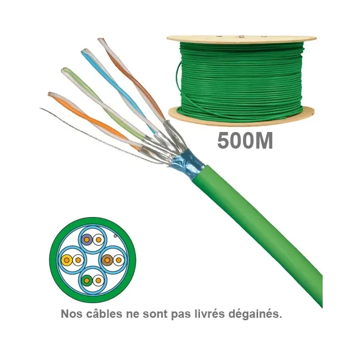 Câble Réseau Cuivre Cat6A Fftp B2Ca, Paires 1X4, En Touret : Longueur : 500M