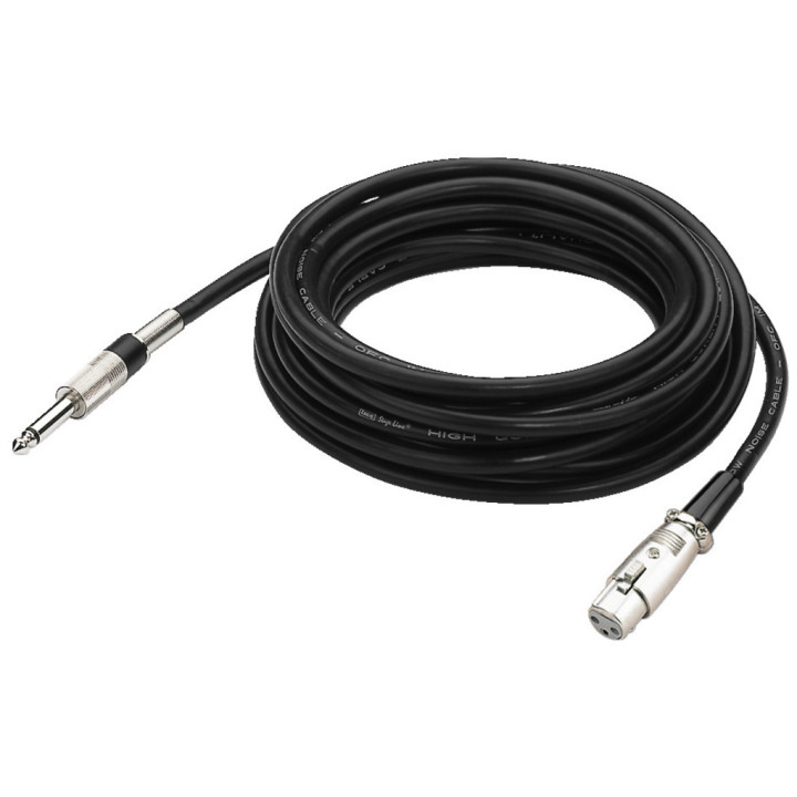 Cordon Micro Xlr Femelle / Jack 6,35 Mâle Mono, 6 M, Noir