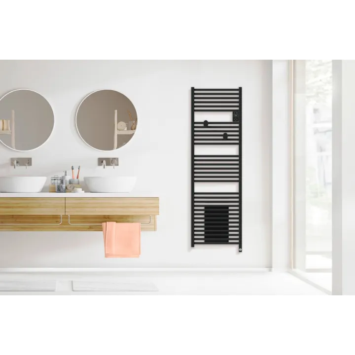 Radiateur Sèche-Serviettes Connecté Riva 5 Etroit 300W Noir Carbone