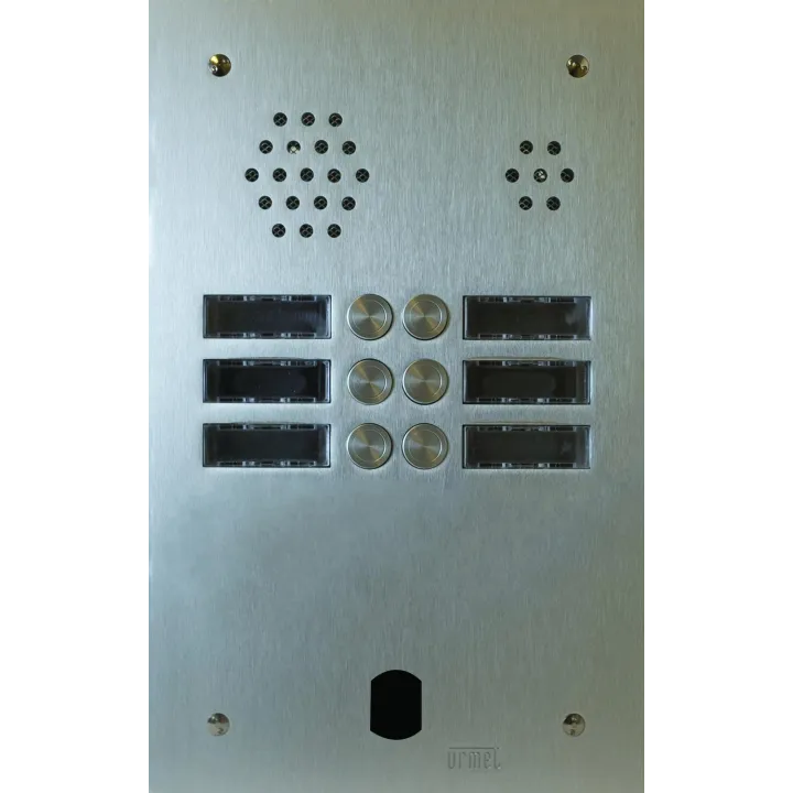 Plaque Audio Alu 2R 6Bp 2Voice Complete pour systèmes URMET