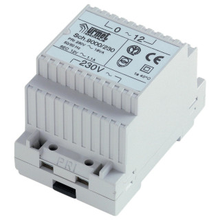 Transformateur 230V/12Vca, 1,3A, 18Va, Boîtier Modulaire, Protection Ptc, Cei.