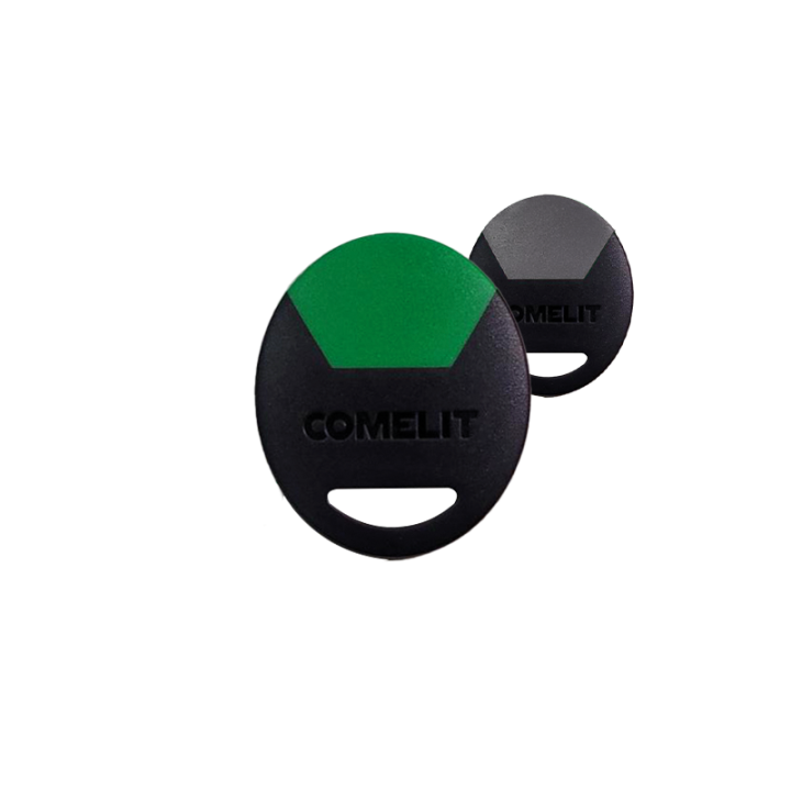 Badge résident sécurisé gris et vert pour accès