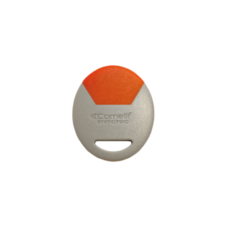 Badge électronique de proximité de couleur orange. Permet une identification