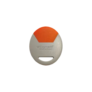 Badge électronique de proximité de couleur orange. Permet une identification