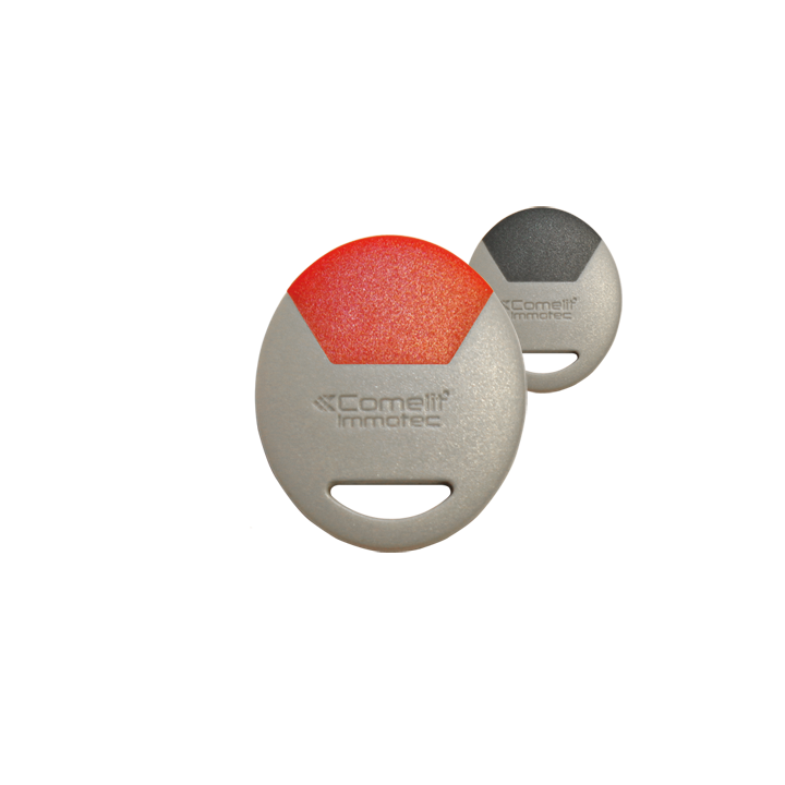 Badge électronique de proximité gris et rouge