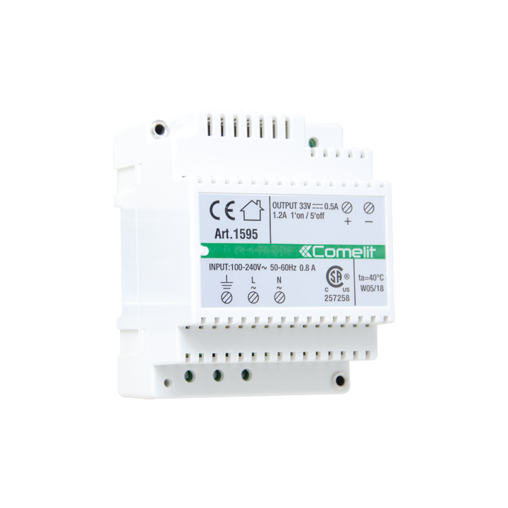 Alimentation 100-240VAC/33VDC 500mA continue 1.2A pic, 4 modules DIN