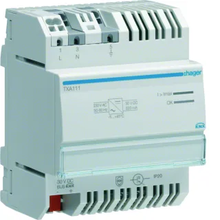 Alimentation modulaire 1 sortie 30VDC pour bus KNX sécurisée 320 mA