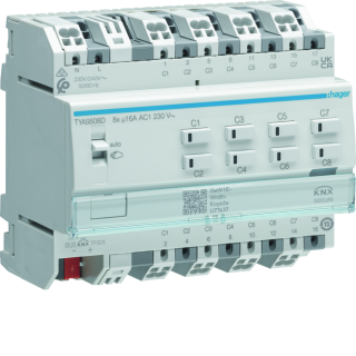 Actionneur KNX Secure 8 sorties 16A/230V configuration Mode Easy/ETS