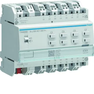 Actionneur KNX Secure 8 sorties 16A/230V configuration Mode Easy/ETS