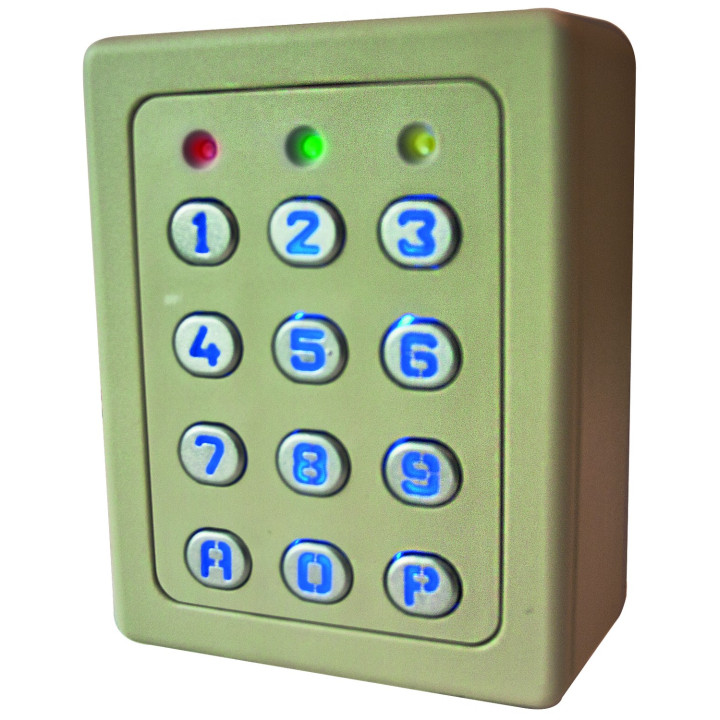 Clavier  4 relais, 28 codes, touches métalliques , boîtier abs beige