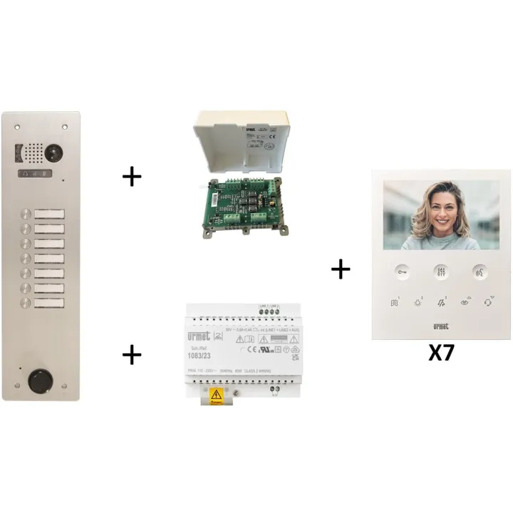 Kit Vidéo Préprogrammé, 2Voice, Platine Et Moniteurs, 1 Rangée, 7 Boutons