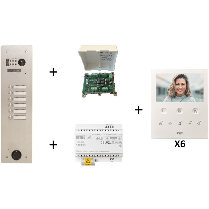 Kit Vidéo Préprogrammé, 2Voice, Platine Et Moniteurs, 1 Rangée, 6 Boutons