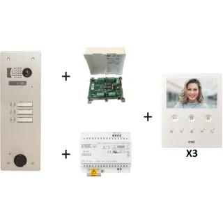 Kit Vidéo Préprogrammé, 2Voice, Platine Et Moniteurs, 1 Rangée, 3 Boutons
