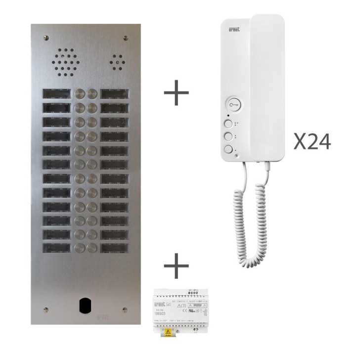 Kit Audio Préprogrammé, 2Voice, Platine Et Postes, 2 Rangée, 24 Boutons