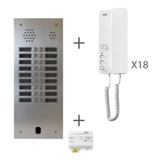 Kit Audio Préprogrammé, 2Voice, Platine Et Postes, 2 Rangée, 18 Boutons