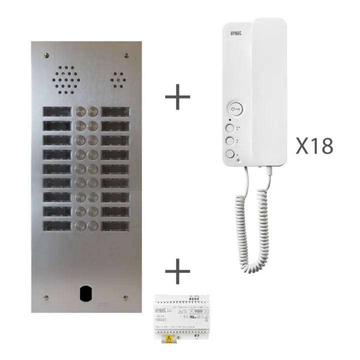 Kit Audio Préprogrammé, 2Voice, Platine Et Postes, 2 Rangée, 18 Boutons