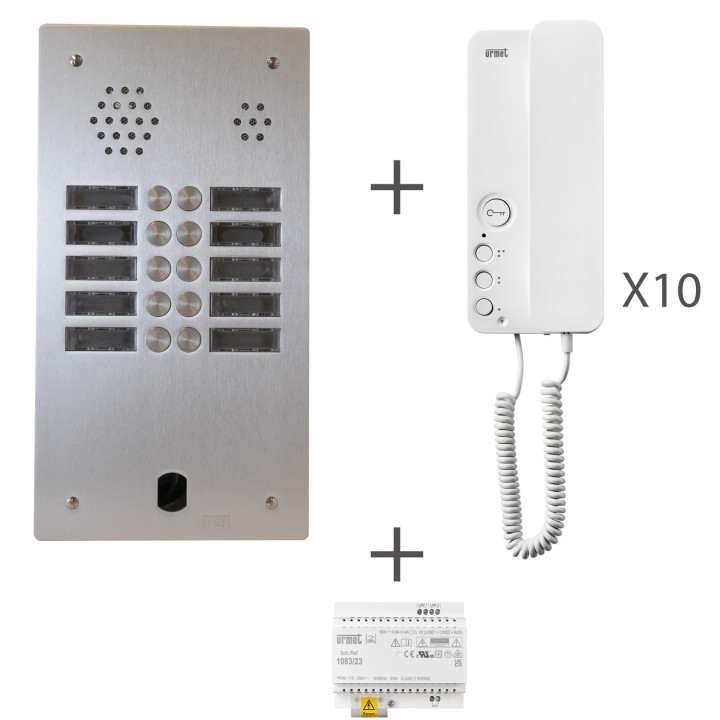 Kit Audio Préprogrammé, 2Voice, Platine Et Postes, 2 Rangées, 10 Boutons