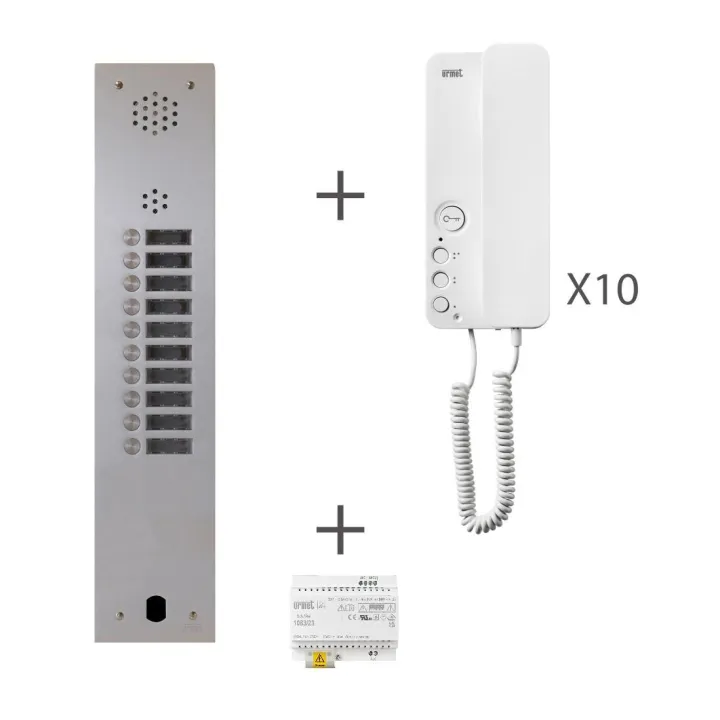 Kit Audio Préprogrammé, 2Voice, Platine Et Postes, 1 Rangée, 10 Boutons