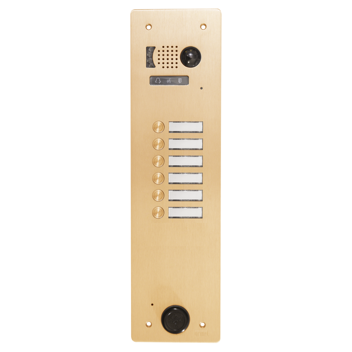 Plaque Video Alu 6 Bp 2Voice Champagne pour systèmes URMET