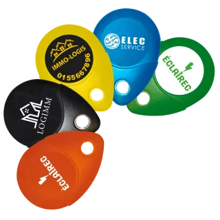 Badge Mifare 13.56 Mhz Rouge, Ip68, Antichoc Ik8, Avec Œillet Métallique