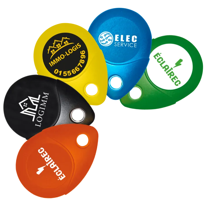 Badge Mifare 13.56 Mhz Rouge, Ip68, Antichoc Ik8, Avec Œillet Métallique