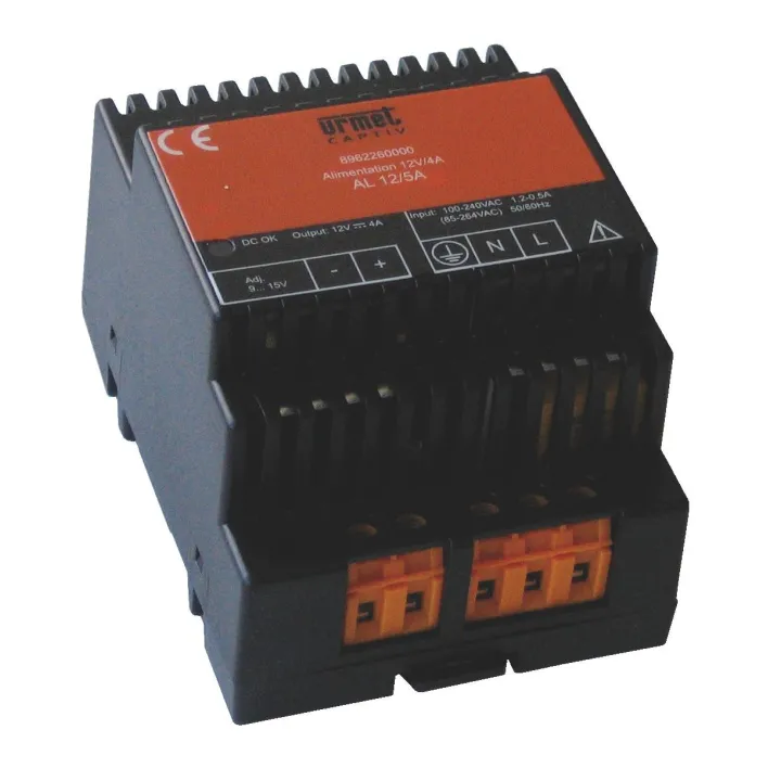 Alimentation 12V 5A, Réglable 12-14V, Din 4 Modules, Boîtier Abs