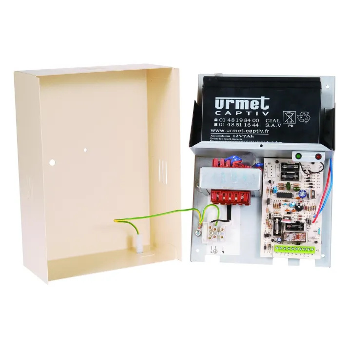 Alimentation Secours Audio 5 Fils 12V, Boîtier Tôle, Batterie 7 Ah, 230V.