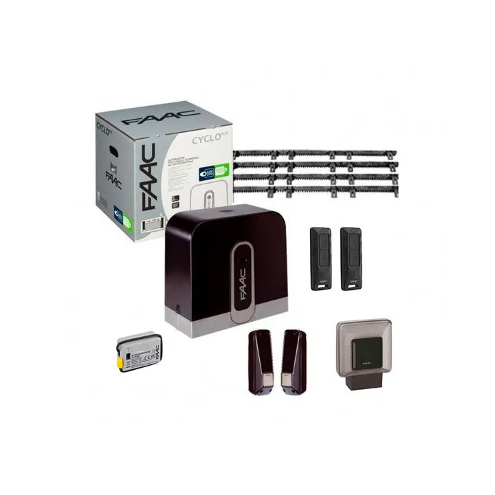 Kit motorisation portail FAAC Cyclo Intégral 24v + 4 mètres de crémaillères C720 Plus