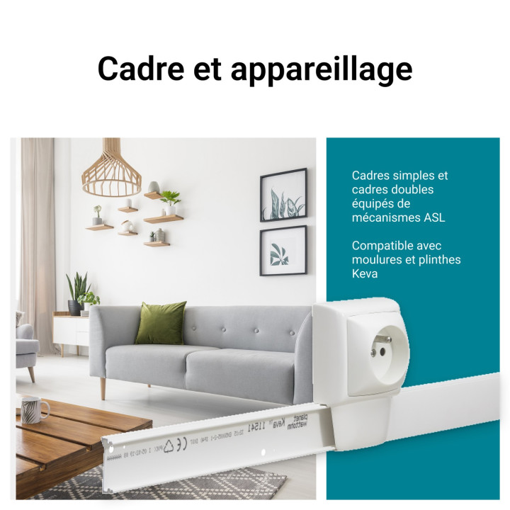 Moulure Keva 50Mmx20Mm - Fond+Couvercle-3 Compartiments-Longueur 2M-Blanc Artic