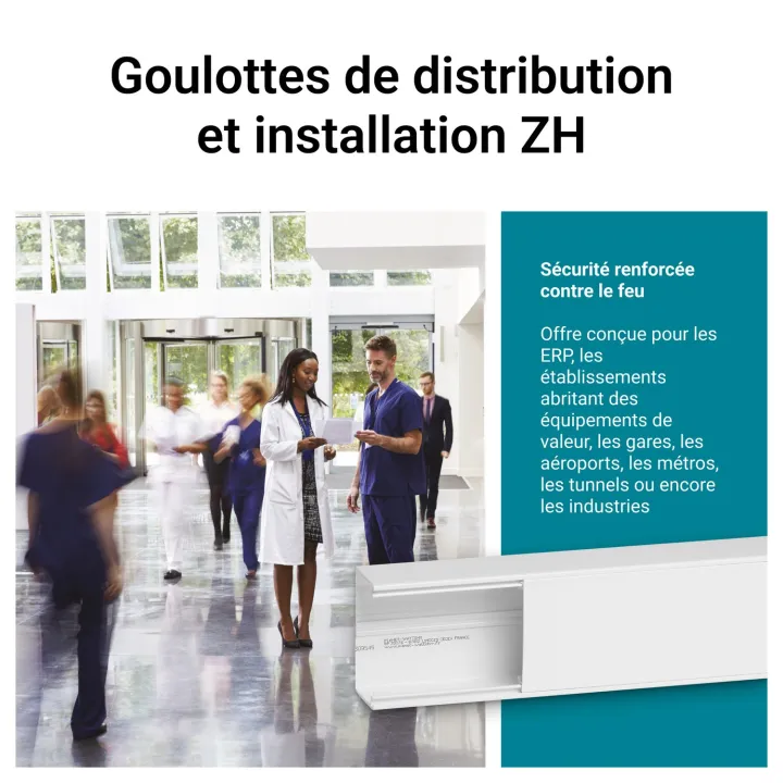 Goulotte Logix 45-130X50-2 Compartiments-2M-Livré Sans Couvercle-Pvc Blanc Artic