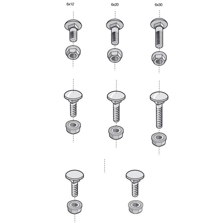 Boîte 100 Boulons Trcc - Dimensions 6X12Mm - Avec Écrou - Finition Ez