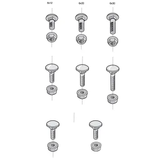 Boîte 100 Boulons Trcc - Dimensions 6X20Mm - Avec Écrou - Finition Ez