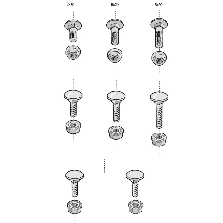 Boîte 100 Boulons Trcc - Dimensions 6X20Mm - Avec Écrou - Finition Ez
