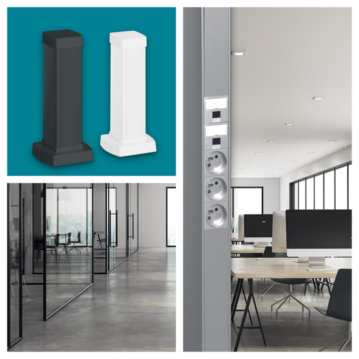 Colonne 2 Cps Logix 3,92M Aluminium Avec Couvercles Pvc Blanc