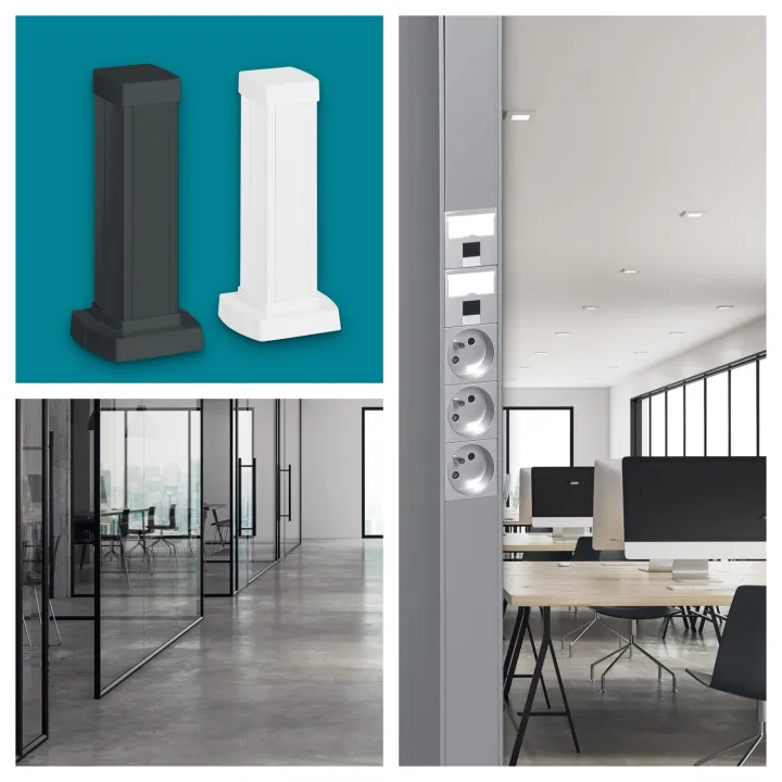 Colonne 2 Cps Logix 3,92M Aluminium Avec Couvercles Pvc Blanc