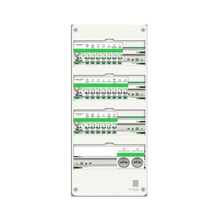 Resi9 - Tableau standard maison individuelle - 13M - 4 rangées - XE