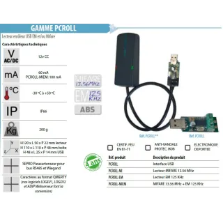 Interface enroleur USB avec  lecteur Wiegand Dataclock. Type LEC