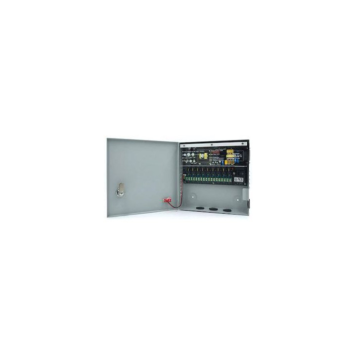 Coffret Alimentation Fusiblé /Réarmable Cctv 9 Sorties ,12V 8A,360X195X75Mm