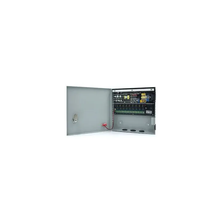 Coffret Alimentation Fusiblé /Réarmable Cctv 9 Sorties ,12V 8A,360X195X75Mm