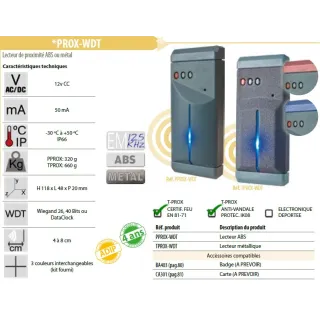 Lecteur Proximité EM  boitier ABS sortie TTL Wiegand Clock Data