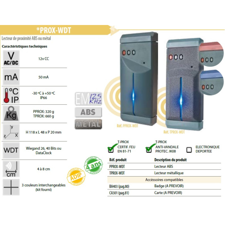 Lecteur Proximité EM  boitier ABS sortie TTL Wiegand Clock Data