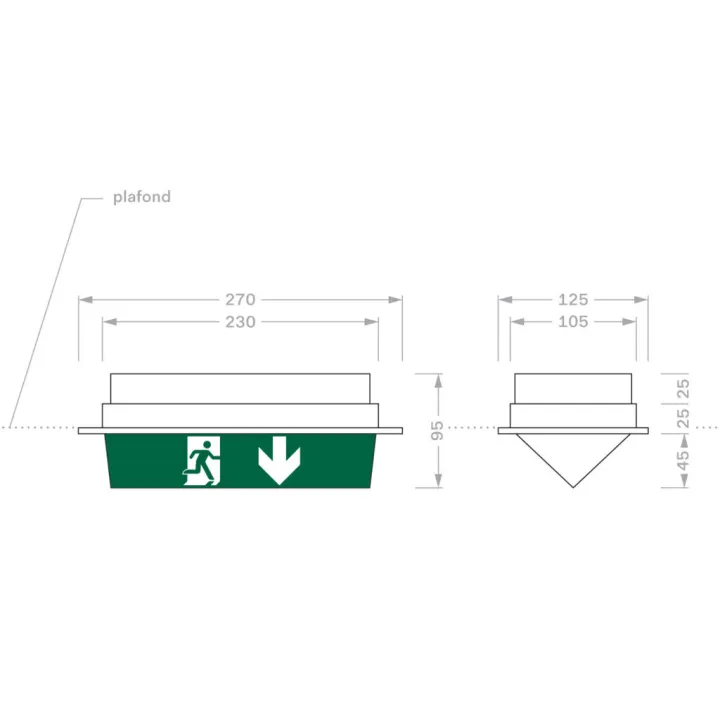 Bloc Autonome D'Éclairage De Sécurité Evacuation -Vasque Triangulaire