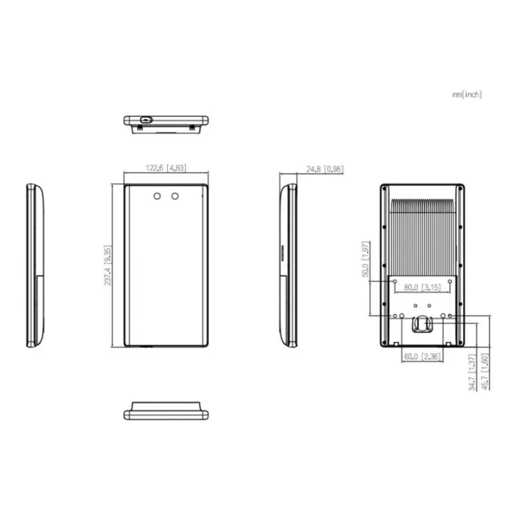 Ecran LCD 8", reconnaissance faciale, caméra 2MP, IP65