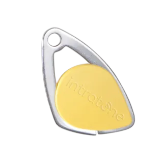 Badge Électronique Mifare-Insert Inox Gravé-Jaune