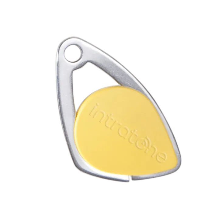 Badge Électronique Mifare-Insert Inox Gravé-Jaune