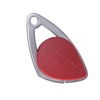 Badge Électronique Mifare-Insert Inox Gravé-Rouge