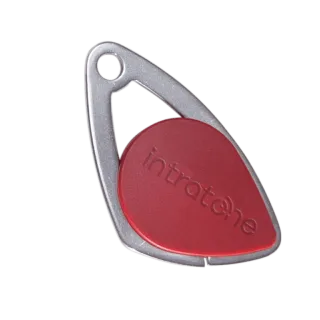 Badge Électronique Mifare-Insert Inox Gravé-Rouge