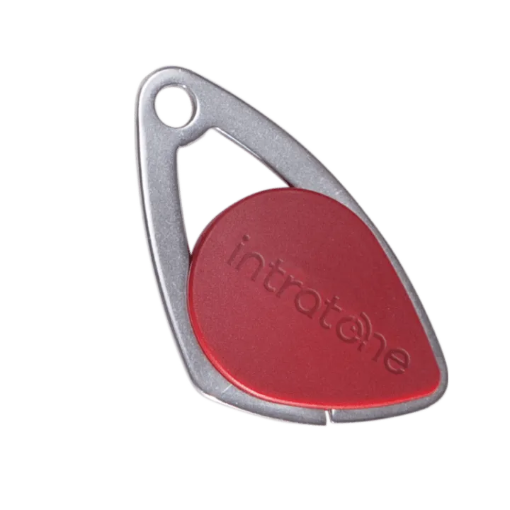 Badge Électronique Mifare-Insert Inox Gravé-Rouge