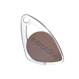 Badge Électronique Mifare-Insert Inox Gravé-Marron